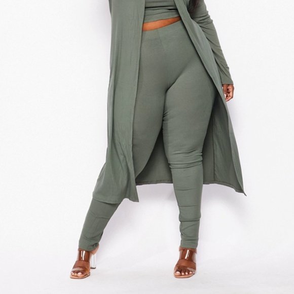 Three piece Pant set Plus size in Olive - Picture 8 of 12